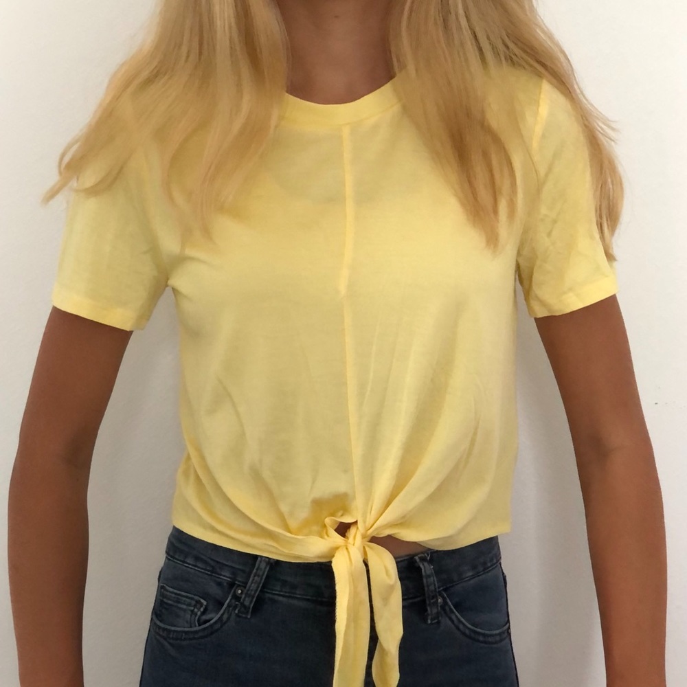 Forever 21 Yellow Tie Crop Top